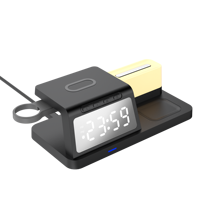 Oplaadstations Met Nachtlampje Wekker Slimme Lamp Met 15W Multifunctionele Draadloze Oplader Voor Telefoonhorloge Oordopjes