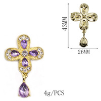 Nouveau trèfle bijoux à bricoler soi-même accessoires goutte d'eau pendentif alliage verre pierres précieuses incrusté diamants croix cheveux vêtements accessoires