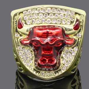Gioielli di fascia alta anello di memoria personalizzato champions bull basket game fans champion rings