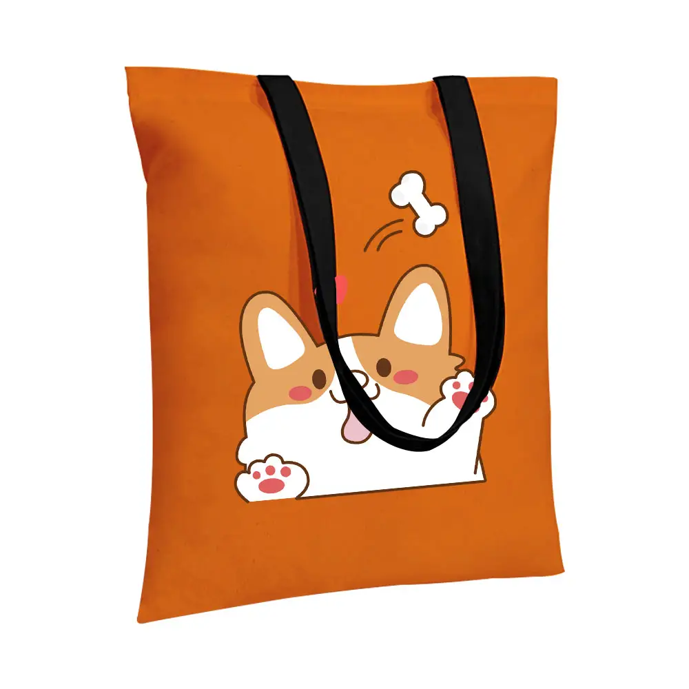 KAISEN-Bolso de lona reversible con estampado digital para niños, bolso de algodón con logotipo personalizado