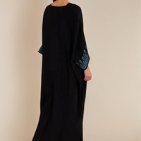 Abaya ouverte texturée premium Lilas Français ornée, robe de prière musulmane modeste avec hijab intégré, taille XS, en soie Nida