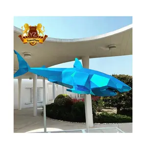 Garden Large Fish Geometric Animal Sculpture Metal Animal Sculpture Shark Stainless Steel Sculpture