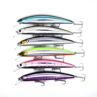 Leurre de pêche artificiel en plastique ABS Wobblers avec hameçons VMC pour la pêche en mer à la bar et au black bass, leurre de pêche dur pour la pêche en bateau