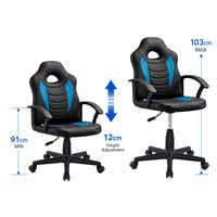 Chaise de jeu moderne en cuir PU bicolore avec accoudoirs fixes à boucle, réglage de hauteur de 12 cm, pour bureau à domicile et étude