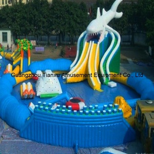 Popular enorme tiburón natación pelota inflable piscina tobogán PVC comercial <span class=keywords><strong>parque</strong></span> acuático en el suelo para el hogar tamaño personalizado - Product Image 2