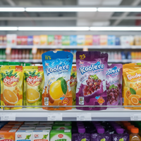 Sachets en plastique personnalisés pour boissons liquides avec paille, pour machine de remplissage de jus en aluminium, pochettes verticales à bec verseur