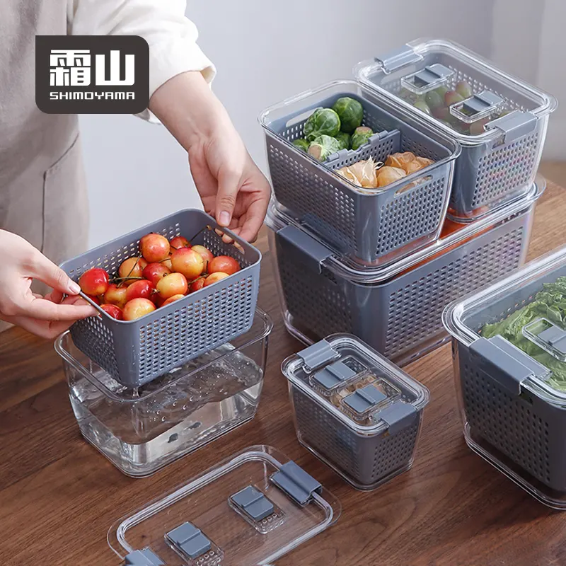 SHIMOYAMA रसोई सामान सेट के लिए सब्जी भंडारण प्लास्टिक पास्ता टोकरी बक्से सेट रसोई