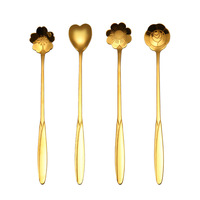 Cuillère de mariage créative de haute qualité en acier inoxydable, forme de fleur, long manche