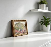 Vintage Goldgerahmter Abstrakter Berg-Leinwanddruck Retro Pastellfarbene Hügel Wanddekoration OEM ODM Muster in Halbtage Lieferbar