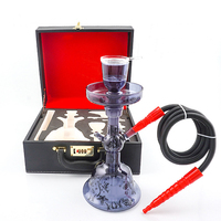 Vente en gros de charbon de bois pour narguilé en verre Ensemble de narguilé à LED avec technique de miroir avec logo personnalisé de haute qualité