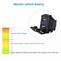 4'lü Rocker Anahtar Paneli, Mavi Işıklı 4.8 Amper Çift USB Şarj Cihazı Voltmetreli 12V-24V DC Rocker Anahtarı, Araba, Kamyon, Tekne, Karavan için