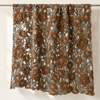 Tissu en dentelle guipure brodée de fleurs, perles et sequins, avec des roses et des perles, pour robes de mariée personnalisées