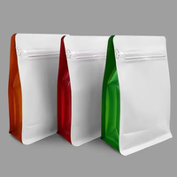 Sachet de café à fond plat imprimé sur mesure en gros avec valve de dégazage unidirectionnelle, fermeture éclair, boîte d'emballage en aluminium pour thé
