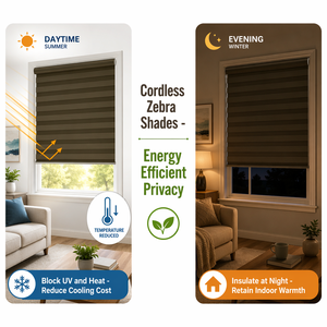 Zebra Shades Cordless Day <strong>Night</strong> <strong>Blinds</strong> Dark Olive Brown Square Headrail Light Filtering Privacy Control Custom Every Day - Product Image 4