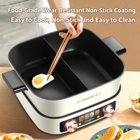 Casserole électrique à double zone de contrôle 7L, 1700W en option, 3 niveaux de chaleur, antiadhésive, séparable, multifonction