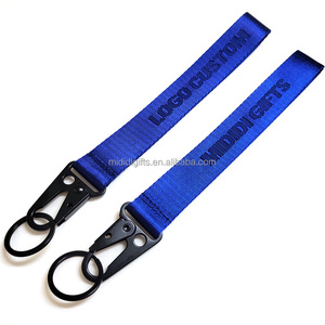 Custom Nylon Short Strap Debossed <strong>Logo</strong> Nylon Wristband Lanyards <strong>Car</strong> Key Chain Lanyards With <strong>Eagle</strong> Hook Embroidered Webbing Tape - Product Image 4