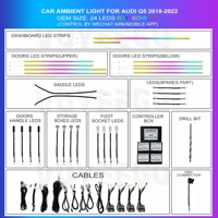 Luz ambiental del coche del precio de fábrica de Voyeego buena calidad luz ambiental vendedora caliente para Audi Q5 2018-2022