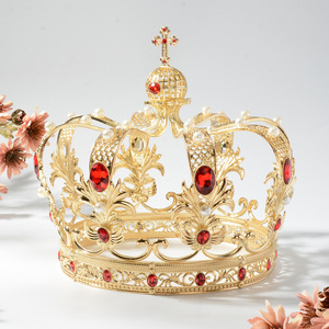 Grande <span class=keywords><strong>Couronne</strong></span> Nuptiale Baroque Plaqué <span class=keywords><strong>Or</strong></span>, Style Cour Royale Rétro <span class=keywords><strong>en</strong></span> Alliage, pour Mariage, Fiançailles, Bal <span class=keywords><strong>de</strong></span> Promo, Couronnement, Décoration et Anniversaire - Product Image 1