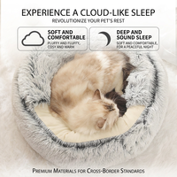 Lit pour animaux de compagnie en peluche semi-fermé, lit pour chien et chat, nid douillet rond, lavable, canapé pour animaux de compagnie d'intérieur