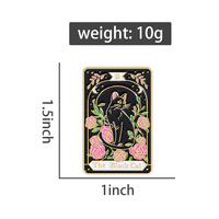 Chat noir émail broche Tarot carte Floral Punk gothique broche revers Badge bijoux cadeau pour amis en gros
