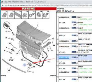 Serrure de hayon 9814711880 pour <span class=keywords><strong>Peugeot</strong></span> 408 Citroën C QUATRE C3 C4 - Product Image 2