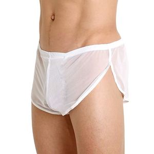 Ropa interior sexy para hombre, calzoncillos triangulares de malla transpirable de cintura baja en color blanco para hombre - Product Image 1