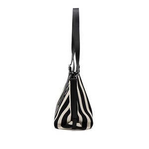 European American Casual <b>Canvas</b> <b>Tote</b> Bag Large Capacity Striped Zipper Women's Shoulder Commuting Beach Polyester All Tanjing - Product Image 4