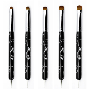 Pinceau pour nail art français, manche métallique, poils ovales en nylon épais et résistants, avec outils de pointillage, tailles 8-16, pour manucure et peinture - Product Image 1