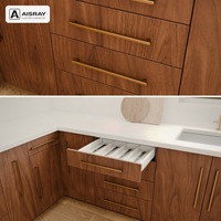 Ensemble complet d'armoires de cuisine en stratifié, aménagement en U de luxe, dimensions personnalisées, boîtes en panneaux mélaminés et tiroirs à fermeture amortie