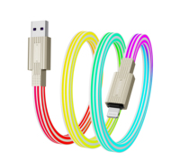Cable USB-C LED RGB a USB-C de Carga Rápida 5A con Iluminación Táctil para iPhone 17 Pro Max, Computadora y Auriculares