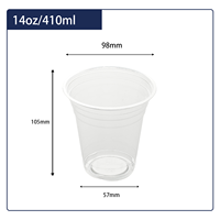 Gobelet jetable populaire en plastique pour boissons froides, 14 oz, 98 mm, avec couvercle, idéal pour fêtes, mariages, pique-niques, camping