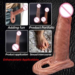 Weiches flüssiges Silikon Realistische Penis scheide 3 verschiedene Größen Männliche Wolfs spangen für Männer mit Kondom Sexspielzeug für Erwachsene für Männer - Product Image 2