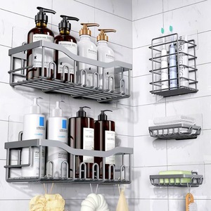 Support mural adhésif non perforé pour la maison Étagères <span class=keywords><strong>de</strong></span> cuisine Panier <span class=keywords><strong>de</strong></span> rangement Coin organisateur mural Étagère <span class=keywords><strong>de</strong></span> <span class=keywords><strong>salle</strong></span> <span class=keywords><strong>de</strong></span> bain - Product Image 4
