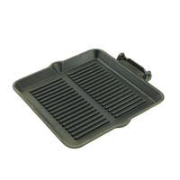 Poêle carrée en fonte antiadhésive avec poignée épaisse en bois grainé pour griller et faire frire la viande et les crêpes