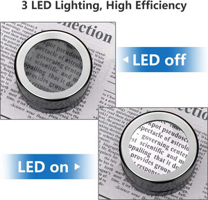 3X चश्मा शीशा गुंबद रोशन डेस्कटॉप धातु दौर ताल पढ़ने के लिए उज्ज्वल एलईडी के साथ - Product Image 5