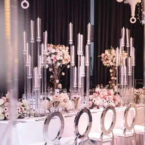 Nuovo centro di nozze alti tubi di vetro supporti di candela di cristallo per la decorazione