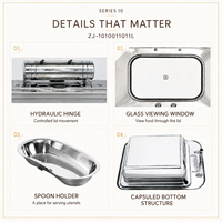 Matériel de service de buffet pour hôtels commerciaux, couleur argent, en acier inoxydable, chauffe-plats hydraulique