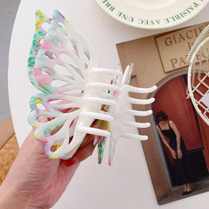 على الطراز الكوري ، مخلب مفرغ مزدوج من البلاستيك ، إكسسوارات كبيرة على شكل فراشة للنساء - Product Image 3