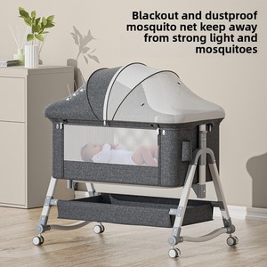 Culla Portatile Pieghevole in Metallo per Neonati, Regolabile in Altezza, Rimovibile, Ampia, Anti-Ribaltamento, con Funzione Anti-Sgocciolamento <span class=keywords><strong>Latte</strong></span>, Articoli per Neonati, Love Taken - Product Image 3