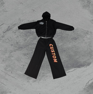 Conjunto de Sudadera con Capucha y Pantalones Deportivos Extra Grandes para Hombre, Estilo Lavado Ácido, Bordado con Estampado de Felpa 100% Lana, Otoño, Personalizado al por Mayor - Product Image 1