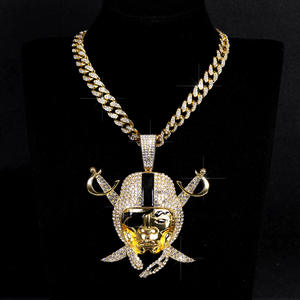 Kalung NFL Raiders Las Vegas Ukuran Besar Grosir, Kalung Tengkorak Hip Hop dengan Permata Rhinestone, Liontin Besar - Product Image 3