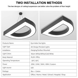 Tùy chỉnh thư treo đèn RGB/RGBW màu có thể thay đổi hiệu ứng văn phòng nhôm <span class=keywords><strong>Led</strong></span> tuyến tính ánh sáng mặt dây chuyền - Product Image 3