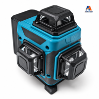 Niveau laser industriel 4D 16 lignes à faisceau vert 360 degrés, auto-nivelant, outil à lignes croisées, alimenté par piles AAA pour sol/mur/plafond