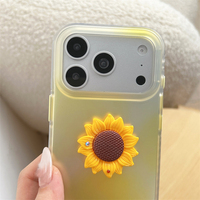 Coque de téléphone transparente 3D motif tournesol dégradé jaune pour iPhone 18 Pro Max 17 16 15 14 13 Pro, mignonne, antichoc, souple
