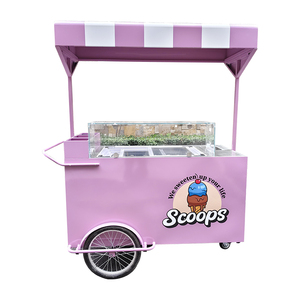 Carrito de Helados con Congelador y Exhibidor, Carrito de Comida Móvil Personalizado, Carrito de Helados con Toldo, Kiosco de Comida Callejera para Café - Product Image 4