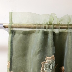 Tốt Nhất Bán Thanh Lịch Sang Trọng Thêu Hai Lớp Cỏ Màu Xanh Lá Cây Hoa Thiết Kế Rèm Cửa Cho Cửa Sổ Vải Tuyn Rèm Với Vdiềm - Product Image 3