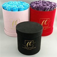 Boîte à fleurs ronde en carton artisanal avec finition brillante/mate, personnalisable OEM