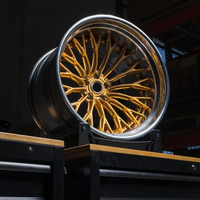 Nouvelles jantes en alliage d'aluminium forgé concave dorées en 2 parties, 18-21 5x112 114.3 120, adaptées aux Audi, sur mesure