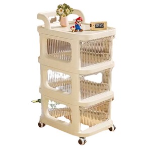 Carrito de almacenamiento con ruedas, cajones transparentes de 3 niveles para organización de dormitorio y sala de estar, tipo vertical de gran capacidad - Product Image 5
