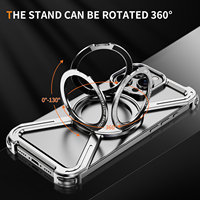 Étui de téléphone sans cadre en alliage d'aluminium avec support rotatif pour iPhone 16 Pro 15 Plus 14 13, étui magnétique pour téléphone portable, étui en métal